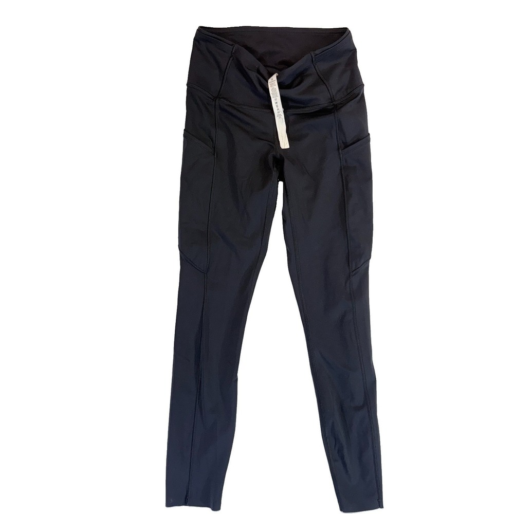 Lululemon Fast and Free High Rise Tight 25 Black Leggings Size 4 Pockets
